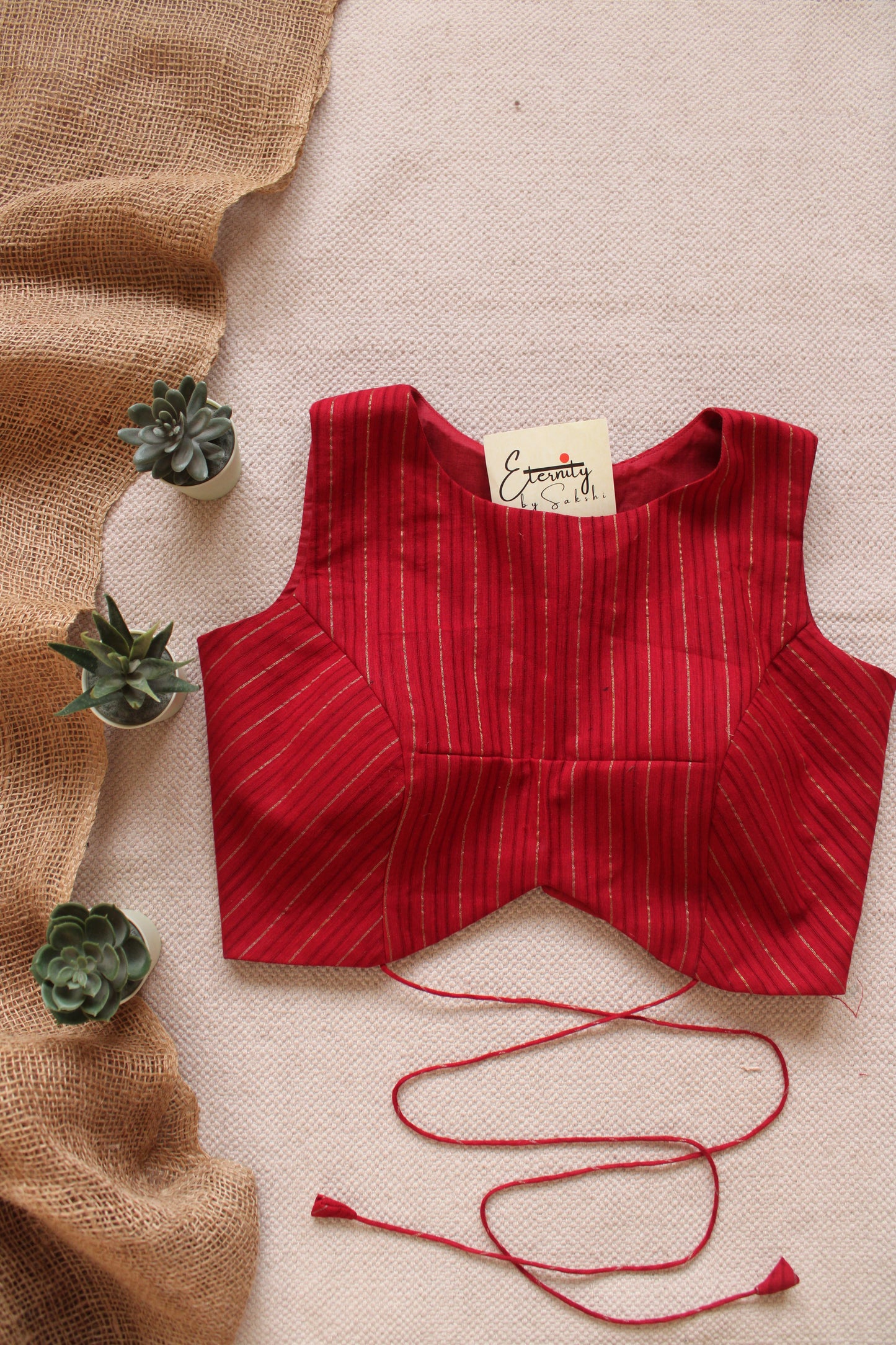 Red Navya Stripes Blouse 