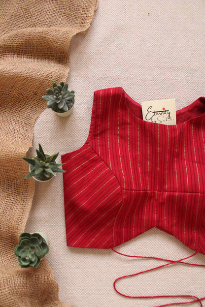 Red Navya Stripes Blouse Front Look