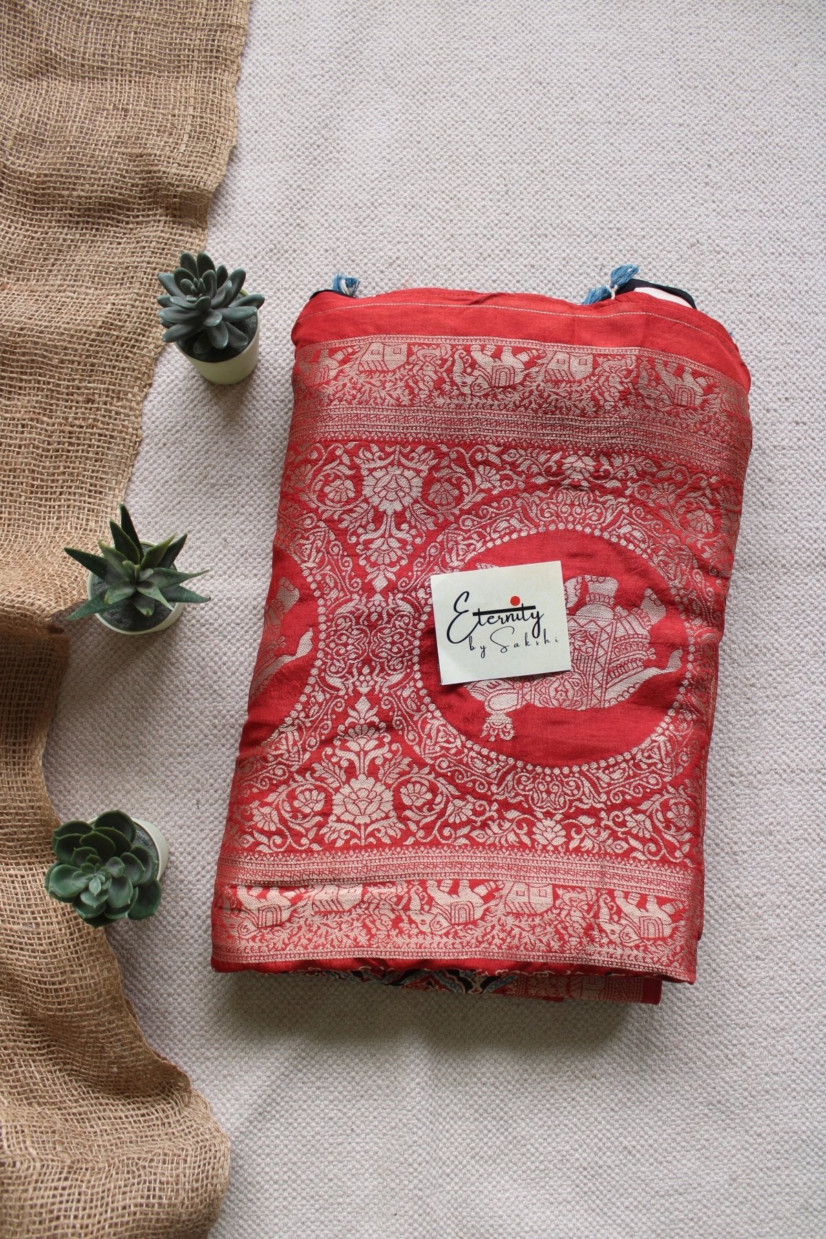 Ruby Essence Ajrakh Dola Silk Saree - Eternity by Sakshi