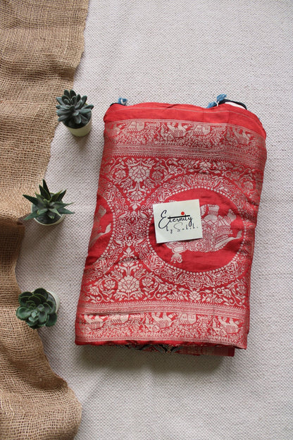 Ruby Essence Ajrakh Dola Silk Saree - Eternity by Sakshi