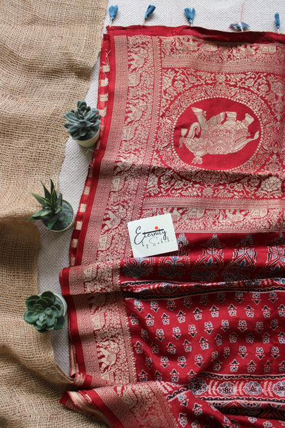 Ruby Essence Ajrakh Dola Silk Saree - Eternity by Sakshi