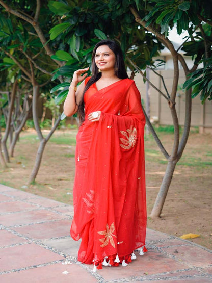 Evergreen Red Saree