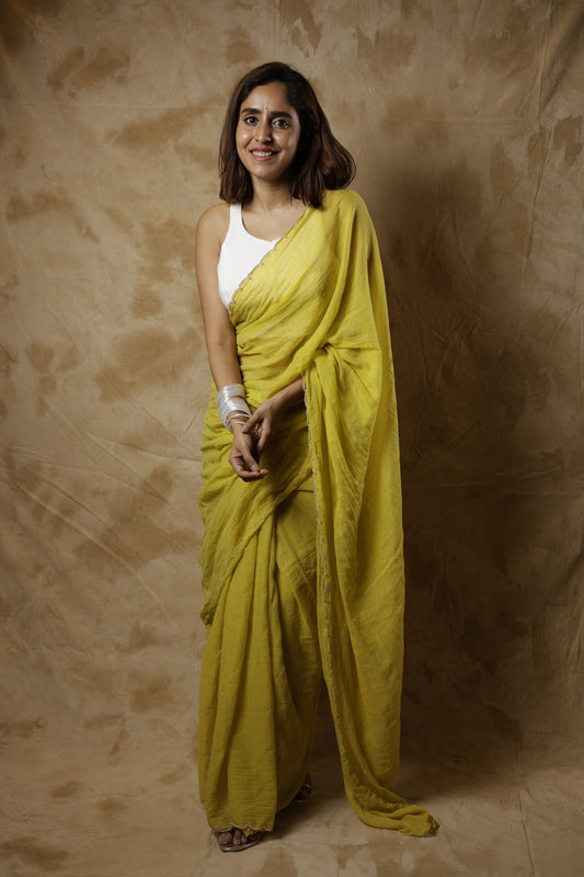 Lemon Pearl Saree