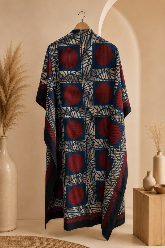 Kaftan Fabric Indigo Orbit - Eternity by Sakshi