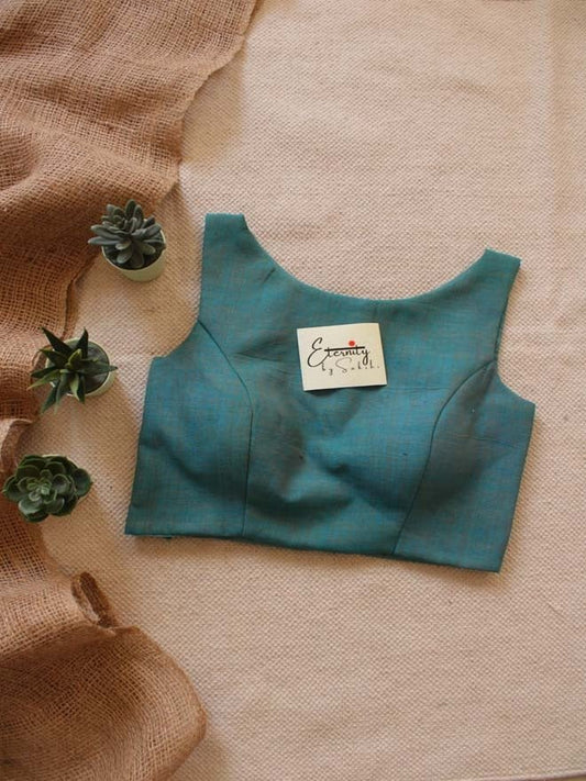 Cyan Boatneck Garage Blouse - Eternity by Sakshi