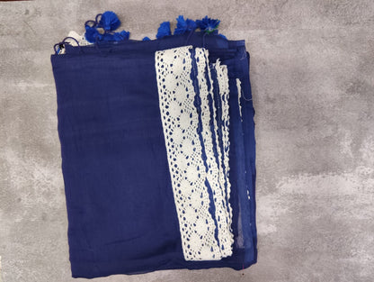 Navy Blue Mul Cotton Garage Saree - Eternity by Sakshi