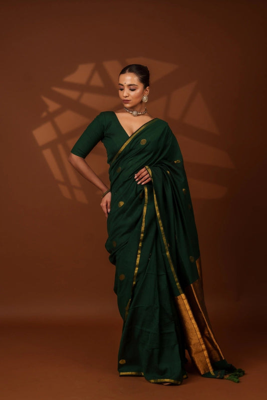 Green Polka Saree - Eternity by Sakshi