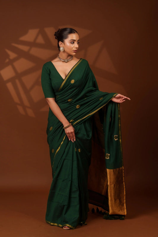 Green Polka Saree - Eternity by Sakshi