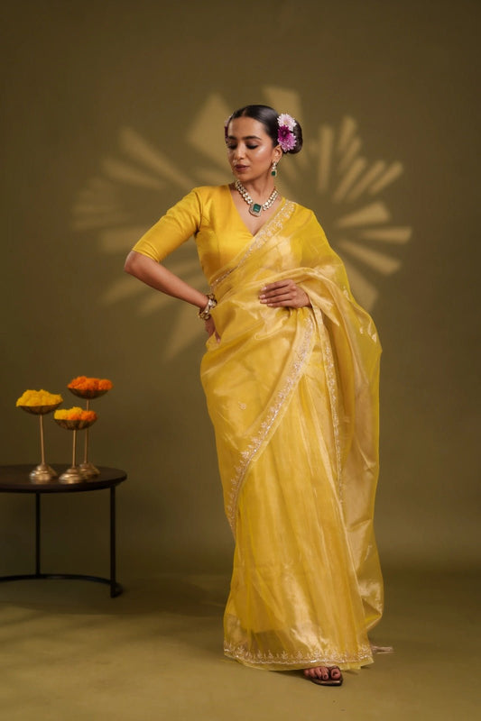 Yellow Handwork Raaz Saree - Eternity by Sakshi