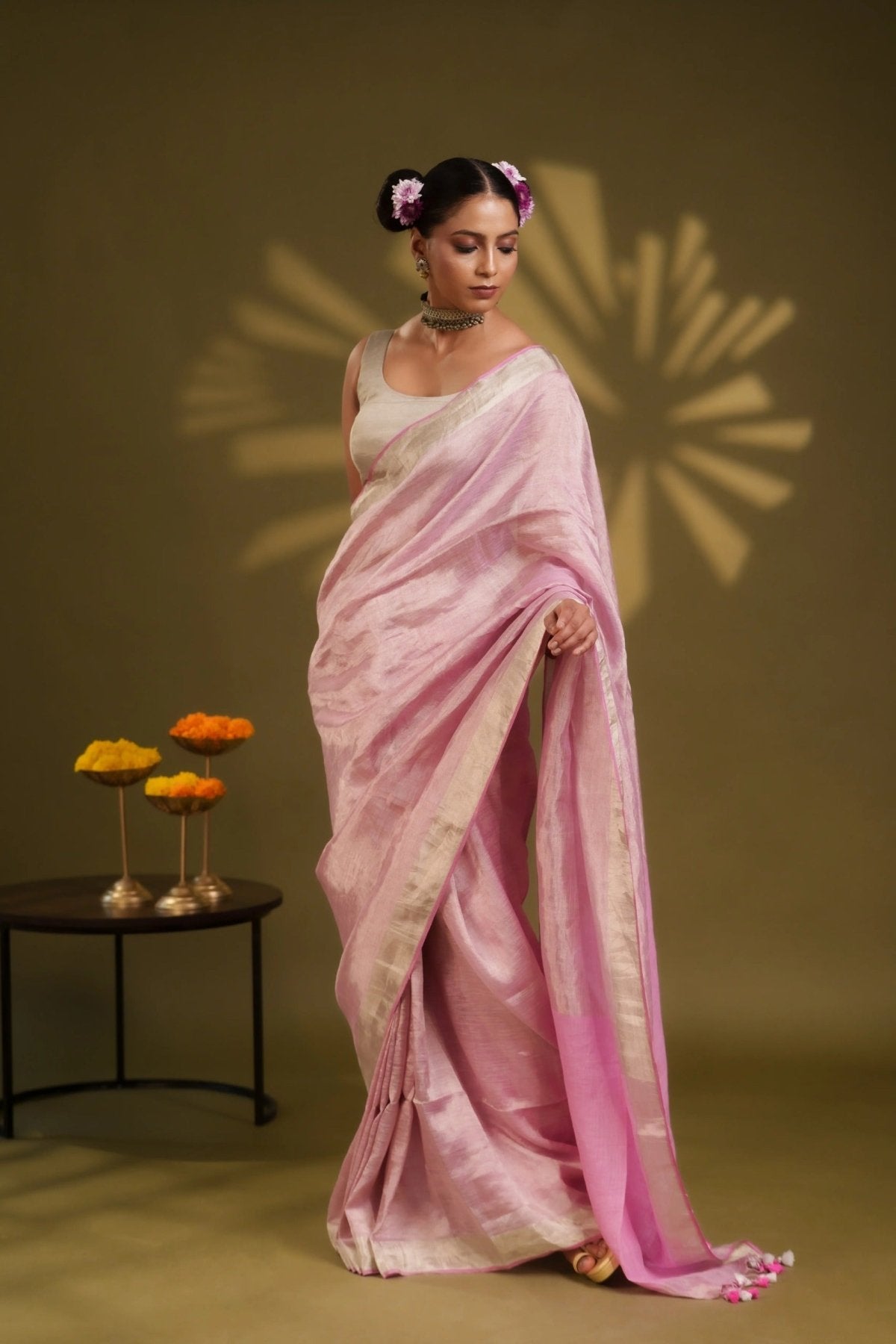 Metallic Pink Saree - Eternity by Sakshi