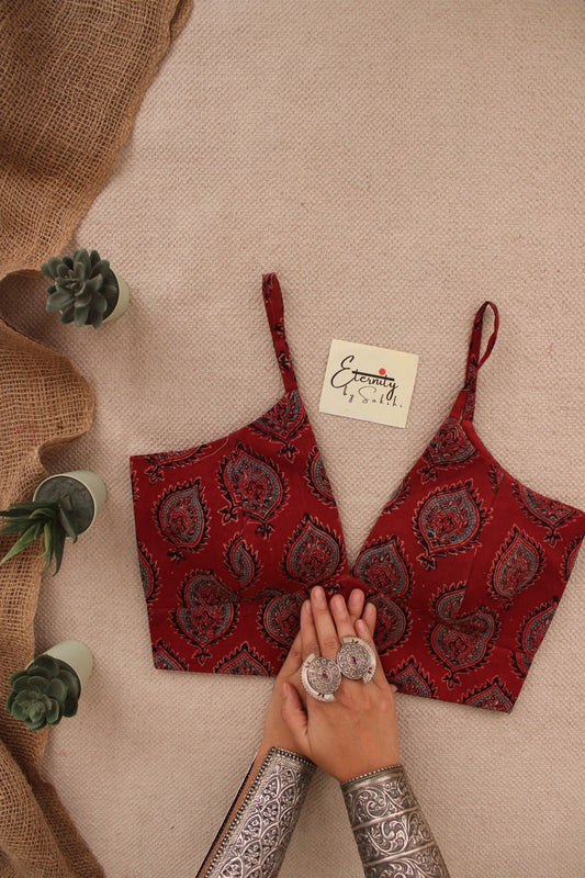 Maroon Ajrakh blouse - Eternity by Sakshi