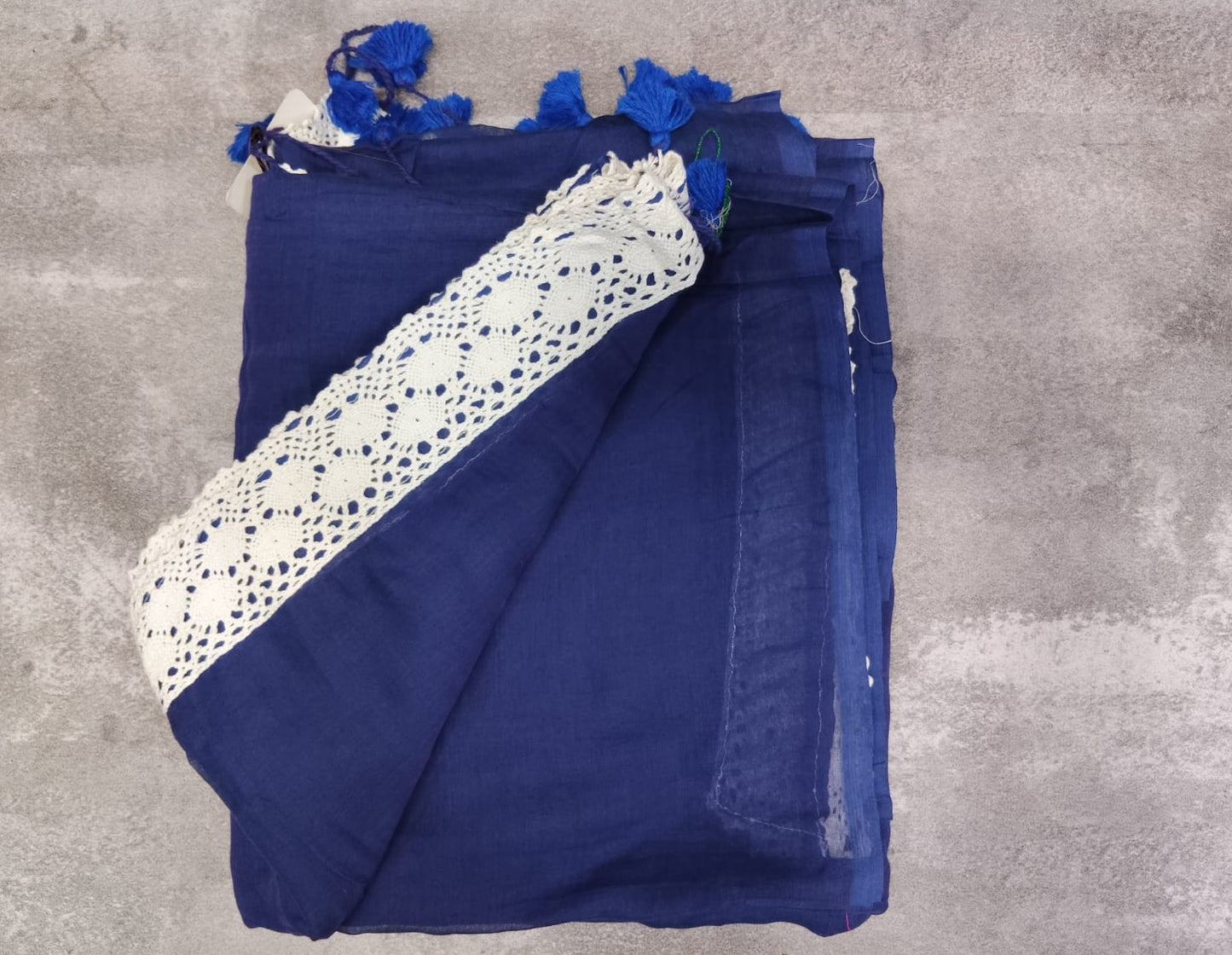 Navy Blue Mul Cotton Garage Saree - Eternity by Sakshi