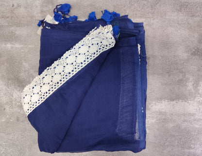 Navy Blue Mul Cotton Garage Saree - Eternity by Sakshi