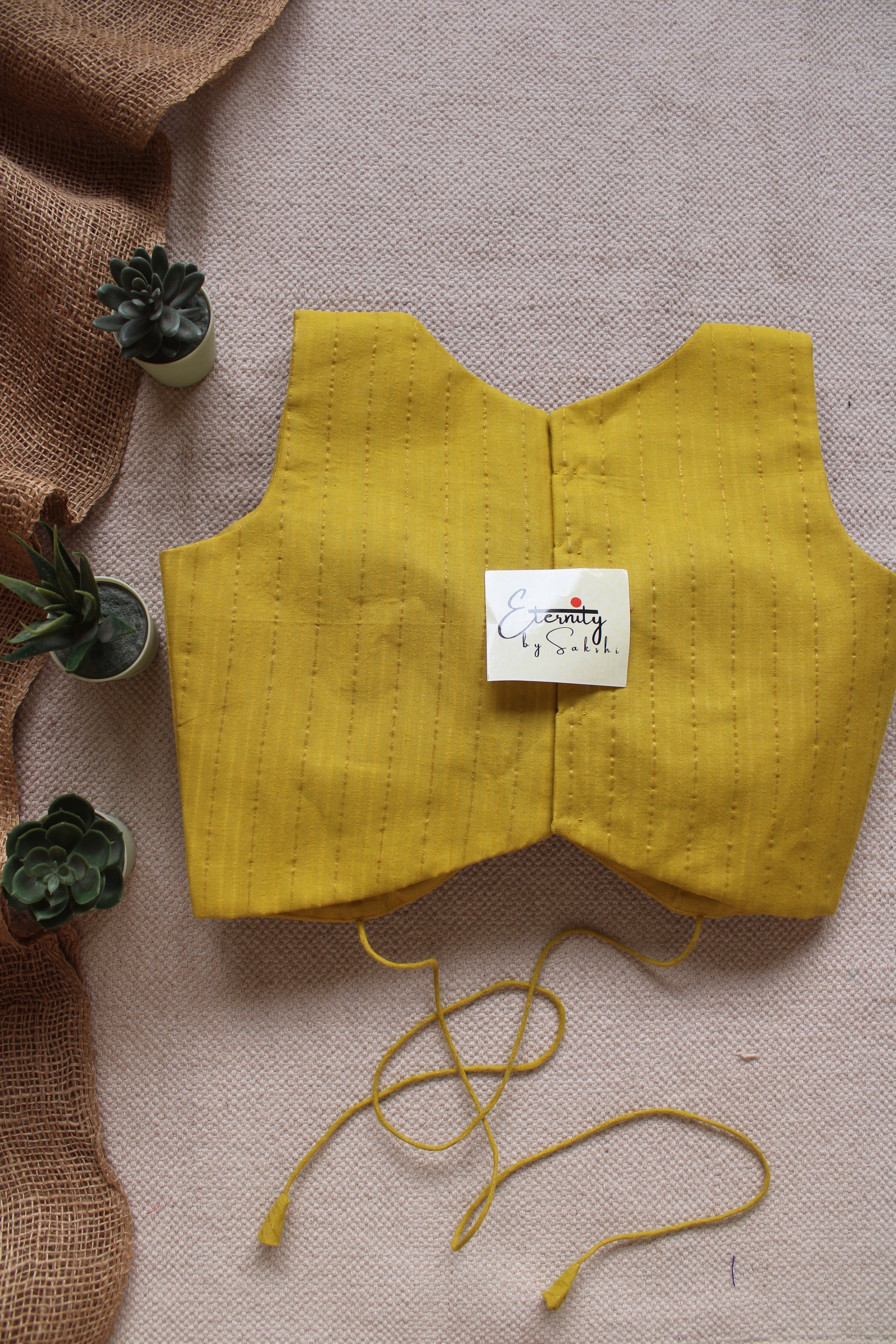 Yellow Stripes Navya Blouse Back Look