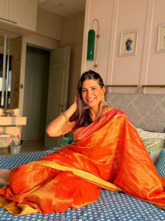 Aza Metallic Linen Saree - Eternity by Sakshi