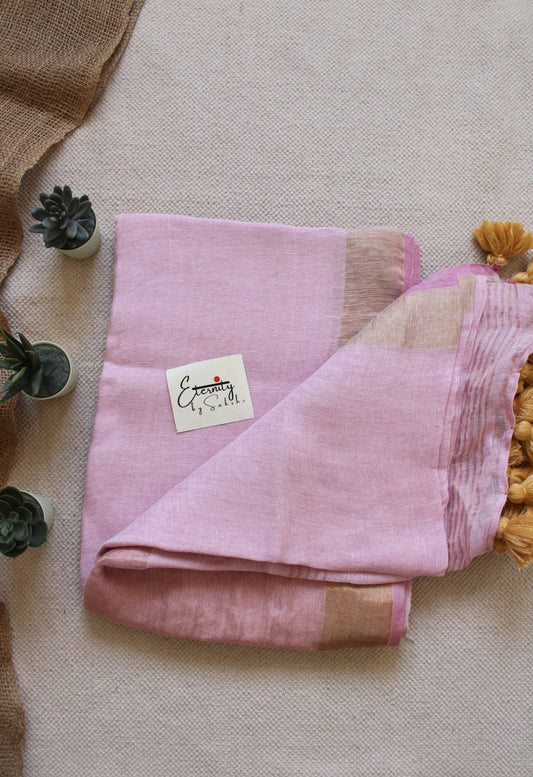 Baby Pink Parijat Linen Saree - Eternity by Sakshi