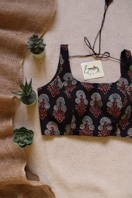 Black Ajrakh Noorie Blouse - Eternity by Sakshi