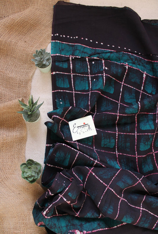Black Batik Cotton Saree - Eternity by Sakshi