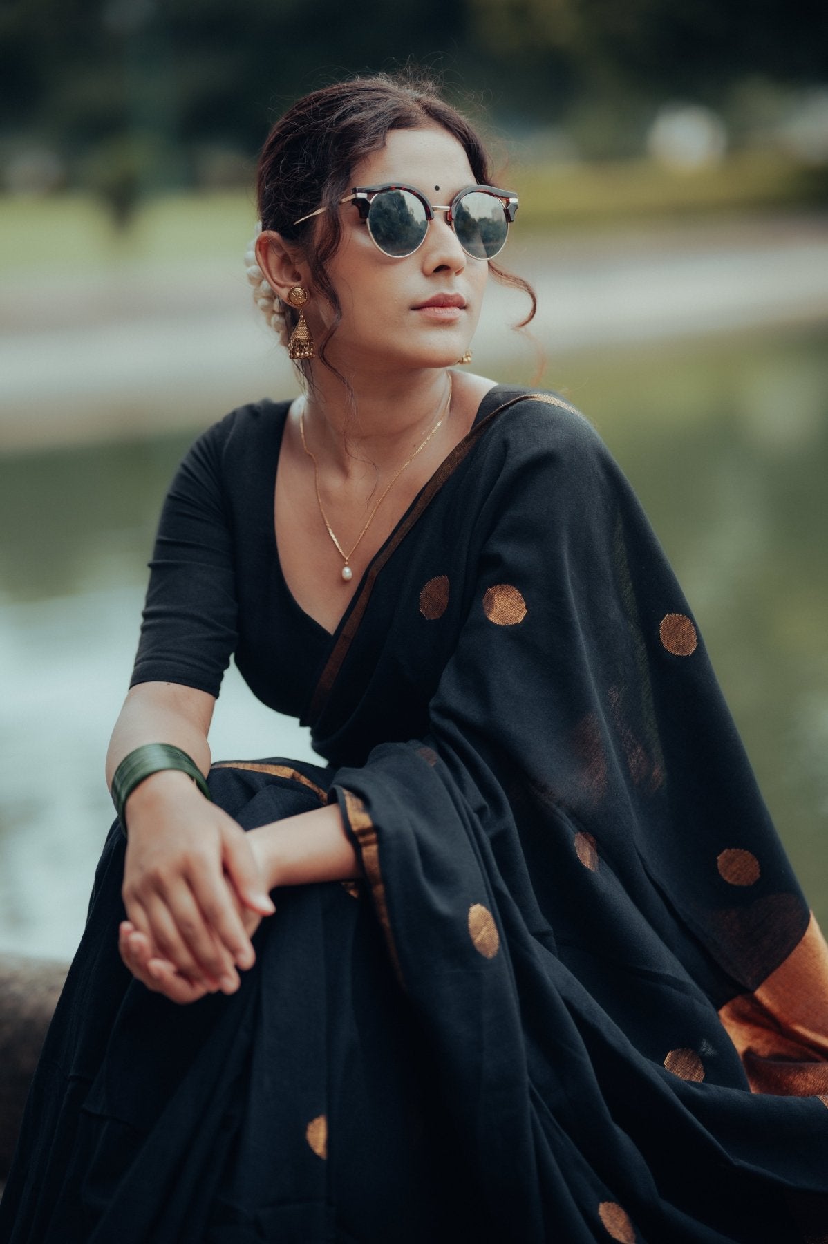 Black Polka Saree - Eternity by Sakshi