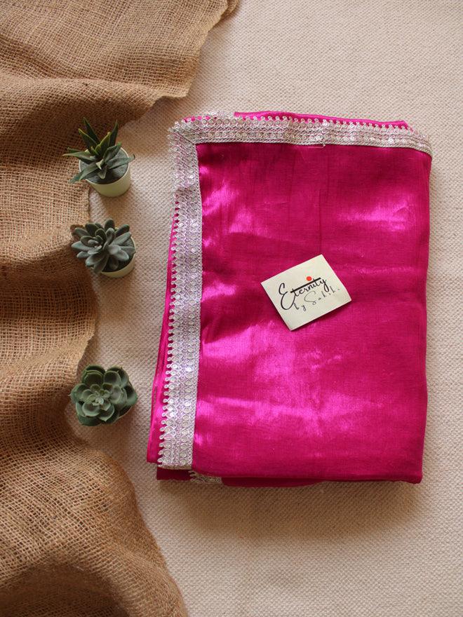 Blushed Saree + Green Leafy Blouse Combo - Eternity by Sakshi
