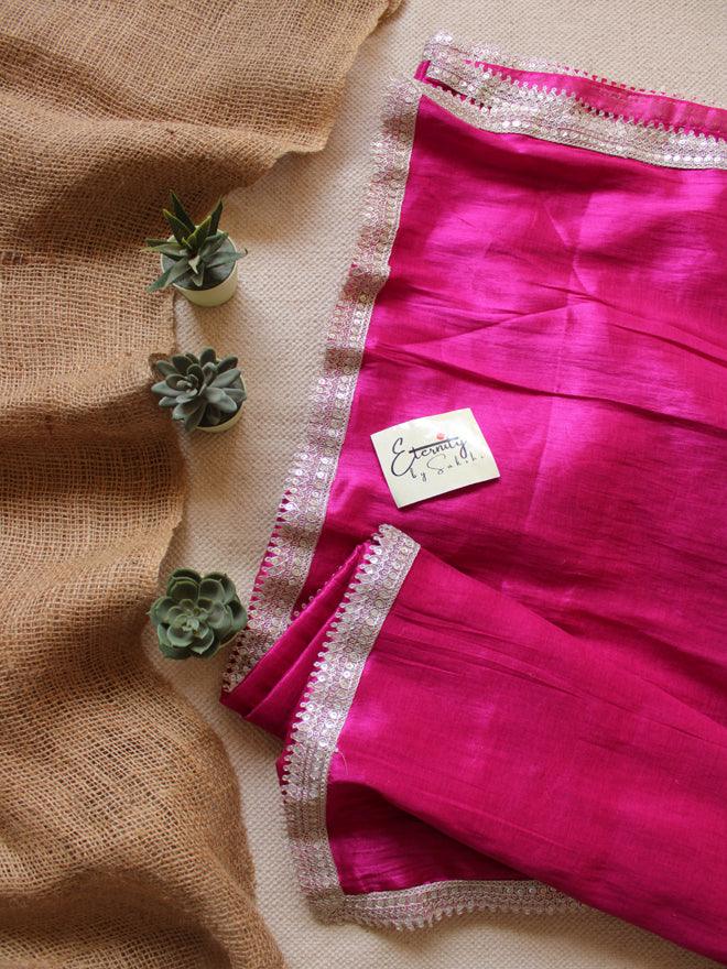 Blushed Saree + Green Leafy Blouse Combo - Eternity by Sakshi