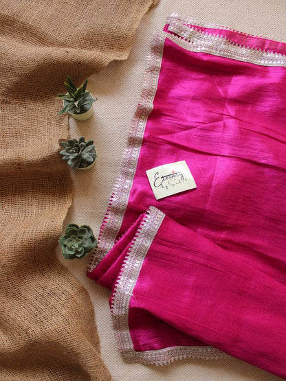 Blushed Saree + Green Leafy Blouse Combo - Eternity by Sakshi