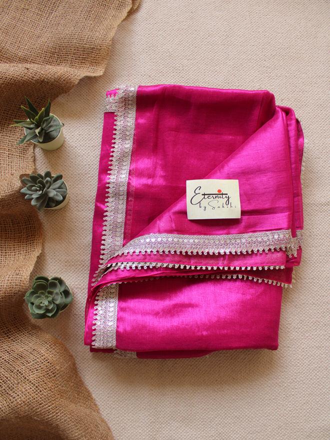 Blushed Saree + Green Leafy Blouse Combo - Eternity by Sakshi