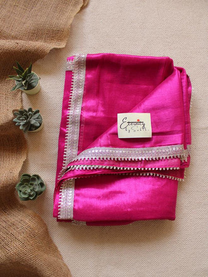 Blushed Saree + Green Leafy Blouse Combo - Eternity by Sakshi