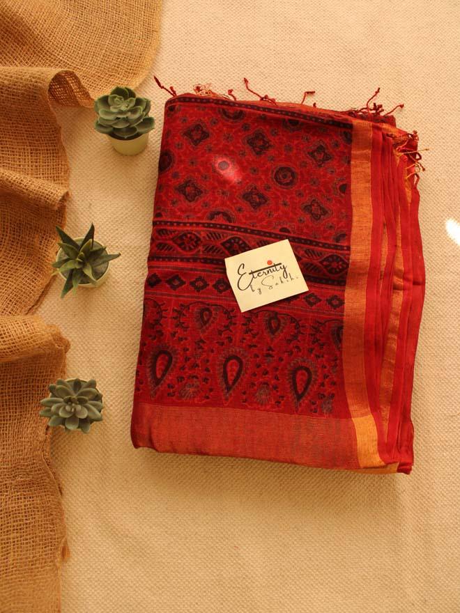 Brick Red Falak Saree - Eternity by Sakshi