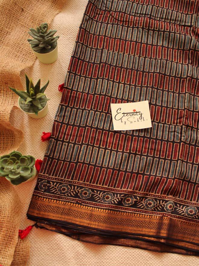 Charcoal Mangalgiri Saree - Eternity by Sakshi