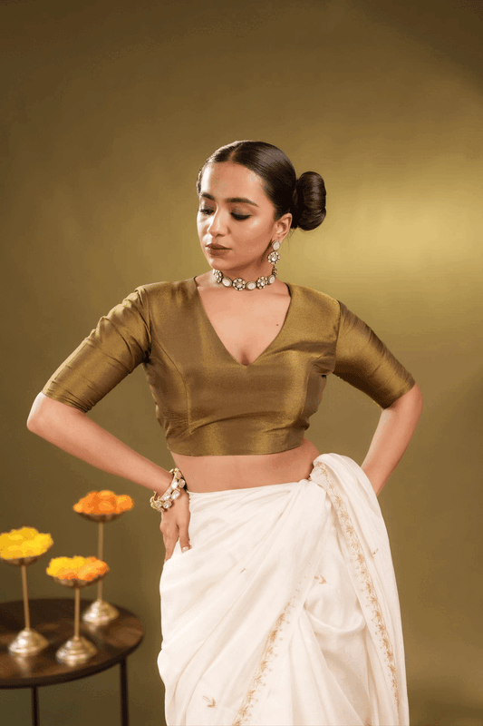 Mehendi Tissue Elastic Blouse