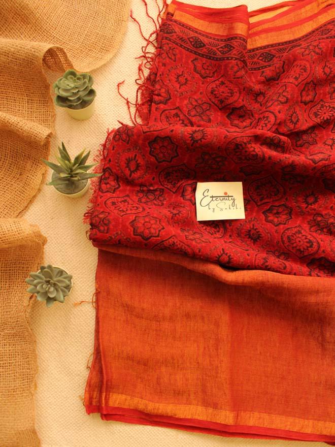 Go Brick Red Falak Saree - Eternity by Sakshi