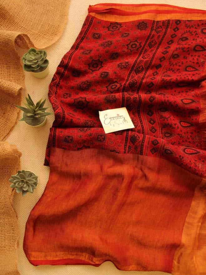 Go Brick Red Falak Saree - Eternity by Sakshi