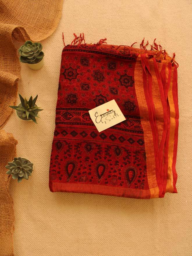 Go Brick Red Falak Saree - Eternity by Sakshi