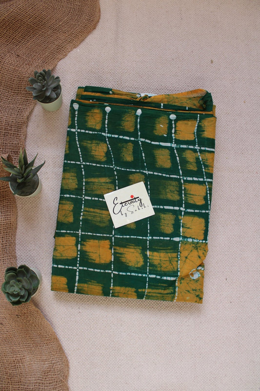 Green Batik Cotton Saree - Eternity by Sakshi