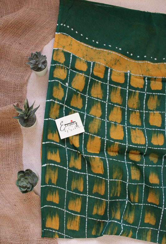 Green Batik Cotton Saree - Eternity by Sakshi