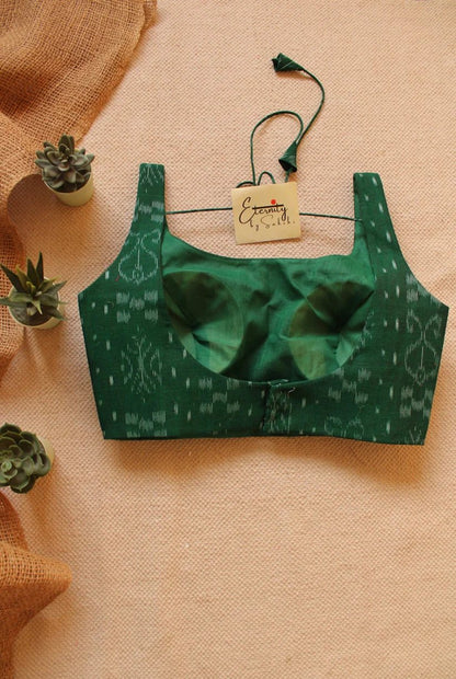 Metallic Yellow Shakti Saree + Green Ikat Noorie Blouse Combo - Eternity by Sakshi