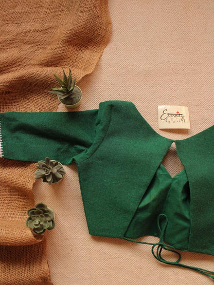 Tulsi Saree + Green Leafy Blouse Combo - Eternity by Sakshi