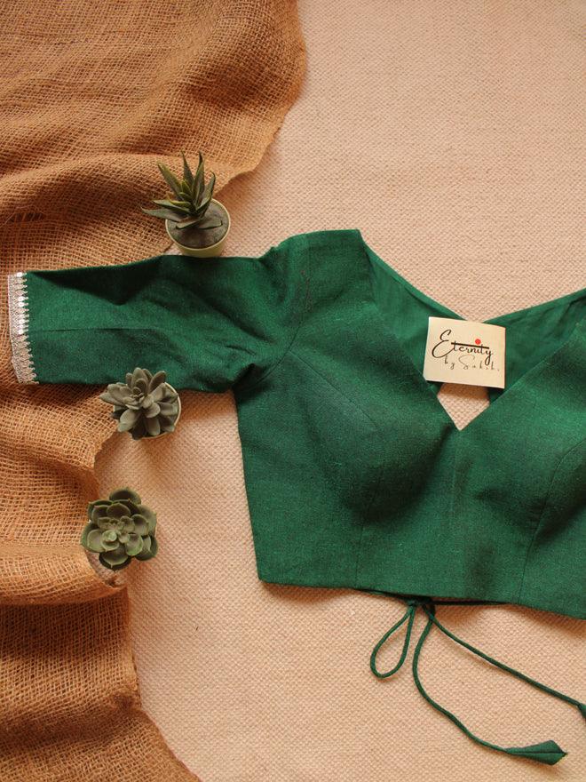 Blushed Saree + Green Leafy Blouse Combo - Eternity by Sakshi