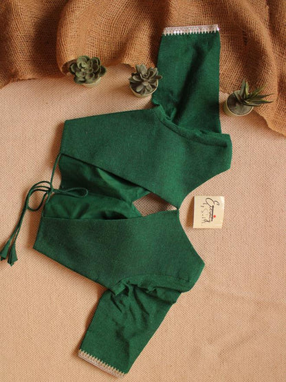 Blushed Saree + Green Leafy Blouse Combo - Eternity by Sakshi