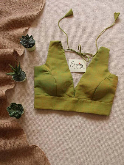 Peacock Green Parallel Universe Saree + Green Petal Blouse Combo - Eternity by Sakshi