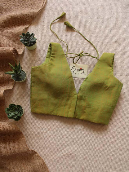 Peacock Green Parallel Universe Saree + Green Petal Blouse Combo - Eternity by Sakshi