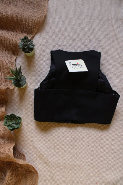 Green Mohini Saree + Gulmohar Black Stretchable Blouse Combo - Eternity by Sakshi
