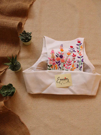 Kashish Glory Handblockprinted Cotton Saree + Gulmohar White Blouse Combo - Eternity by Sakshi
