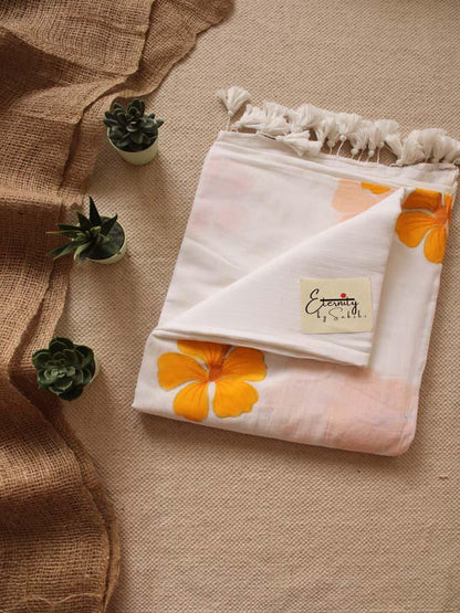 Hibiscus Hand Paint Saree - Eternity by Sakshi