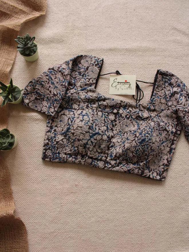 Black Breezy Saree + Kalamkari Blouse Combo - Eternity by Sakshi