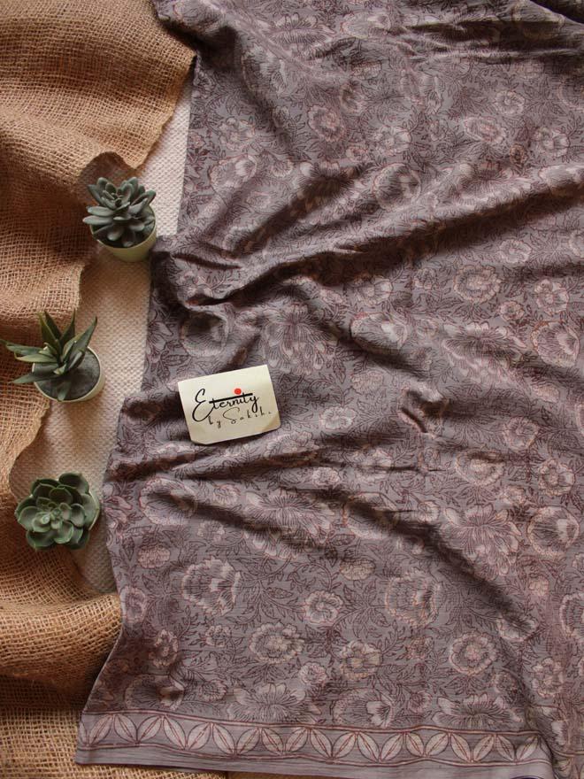 Kashish Glory Handblockprinted Cotton Saree + Gulmohar White Blouse Combo - Eternity by Sakshi