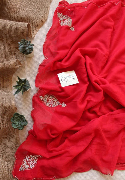 Laal Handwork Noor Saree + Red Noorie Blouse Combo - Eternity by Sakshi