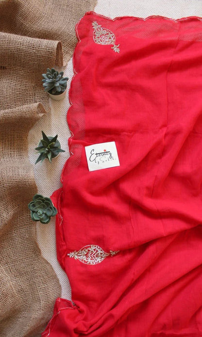 Laal Handwork Noor Saree + Red Noorie Blouse Combo - Eternity by Sakshi