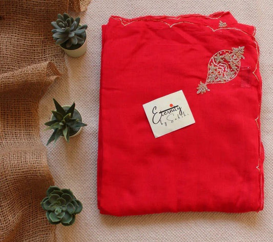 Laal Handwork Noor Saree + Red Noorie Blouse Combo - Eternity by Sakshi